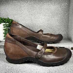 Merrell Plaza Flaunt Chestnut Saddle Leather Mary Jane Sandals Shoes Size 9